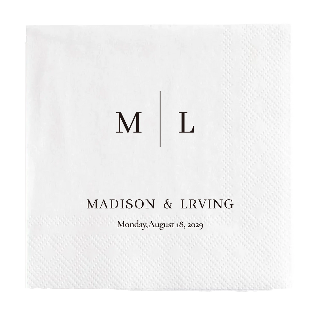 Personalized Paper Napkins – Custom Text & Monogram (7 Designs, 20–1000 pcs)