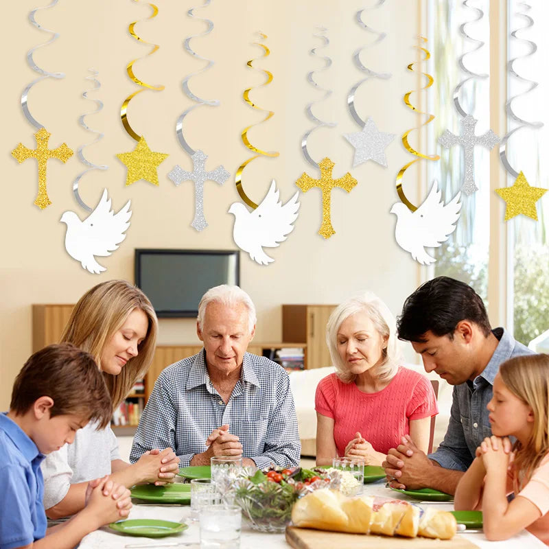 First Communion Hanging Swirls – Baptism & Religious Party Decor