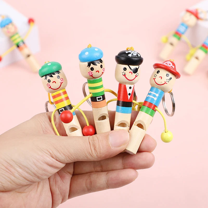 Wooden Pirate Whistle Keychains – Kids Party Favors & Goodie Bag Fillers