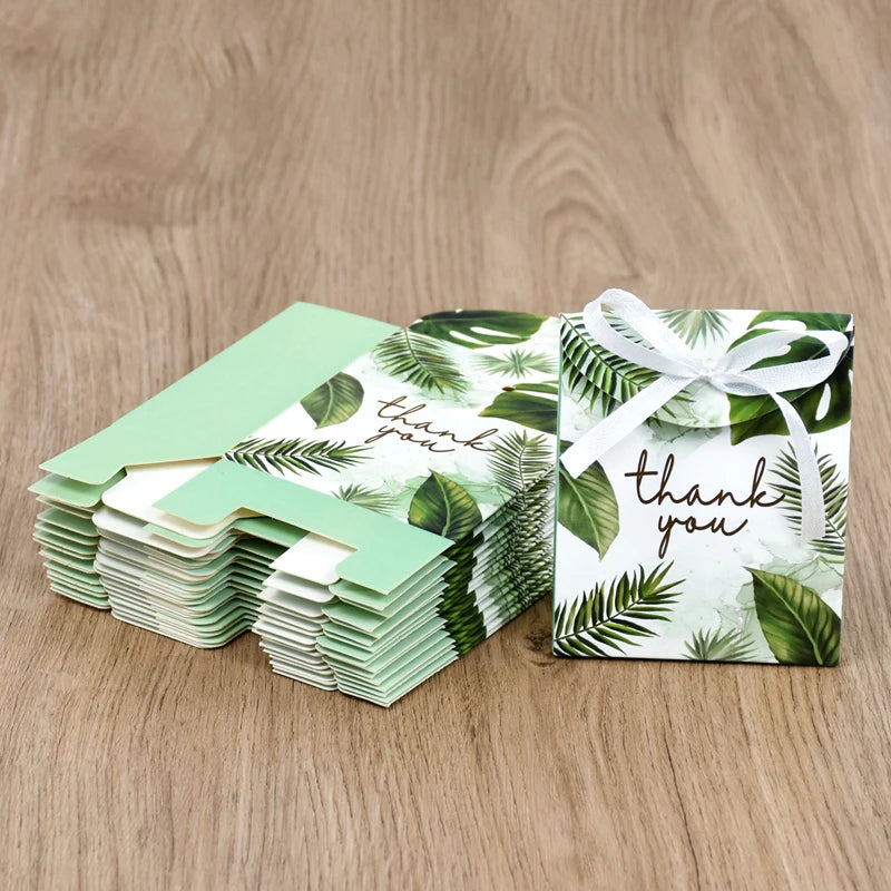 Thank You Gift Boxes – Green Leaf Candy & Cookie Favor Packaging