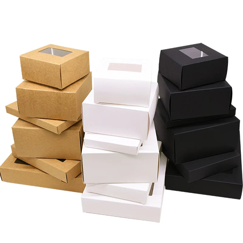Kraft Paper Gift Boxes with Window – Party & Wedding Favor Packaging