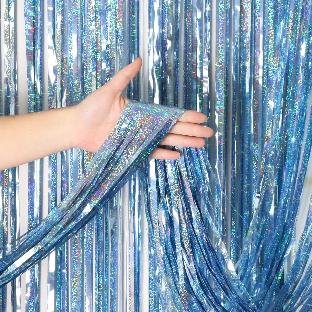Metallic Foil Fringe Curtain – Party Backdrop & Photo Booth (10 Colors, 1M–3M)