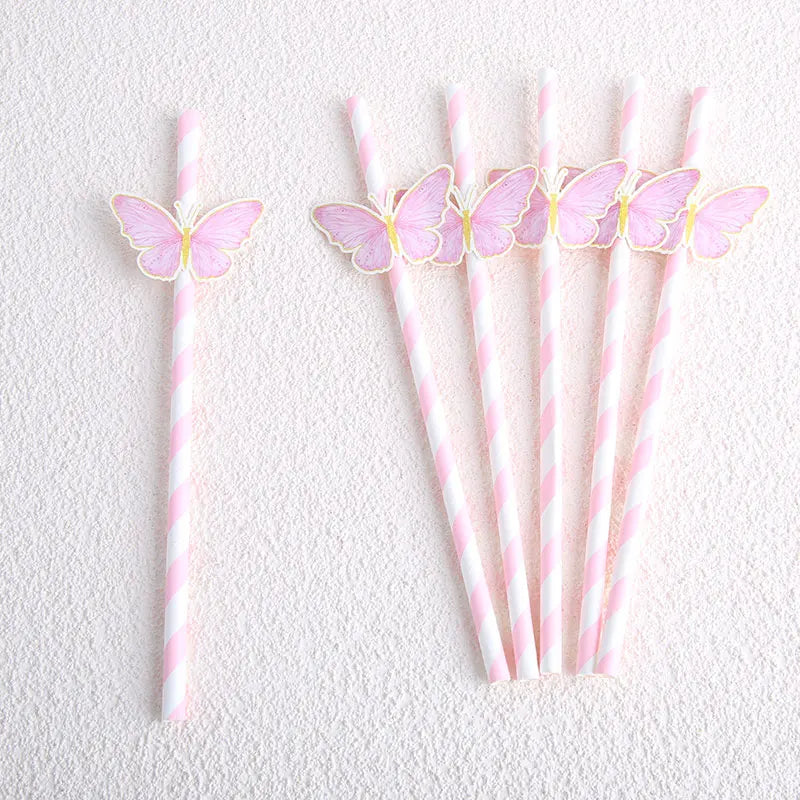 Butterfly Drinking Straws – Pink & Purple Party Straws (6, 12 or 24 Pcs)
