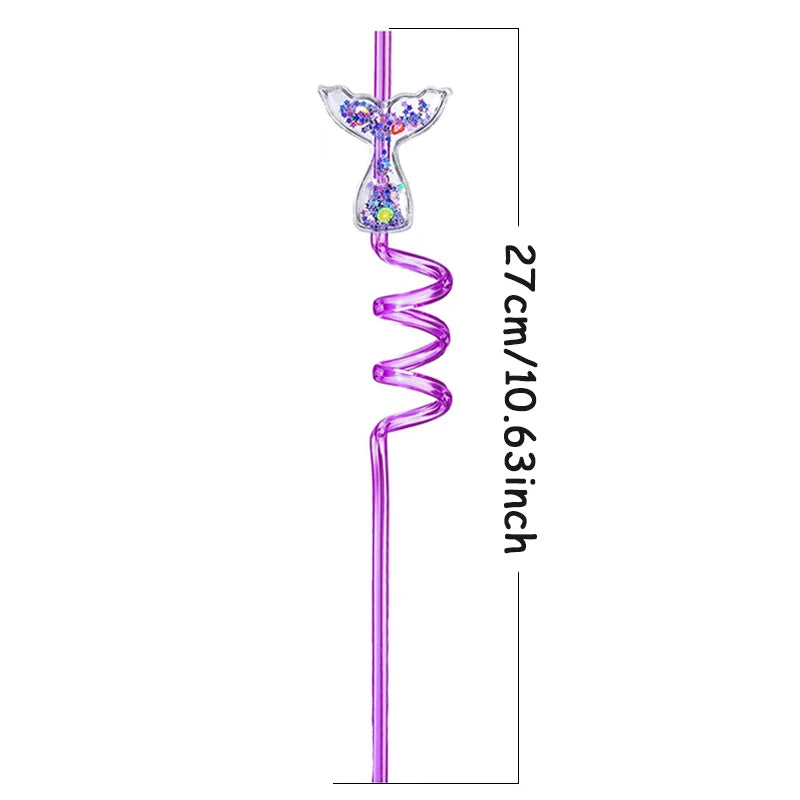 Mermaid Tail Spiral Straws – 6-Piece Party Straw Set