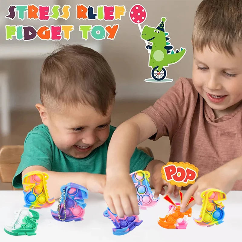 Dinosaur Pop Keychains – Kids Party Favors & Fidget Toys