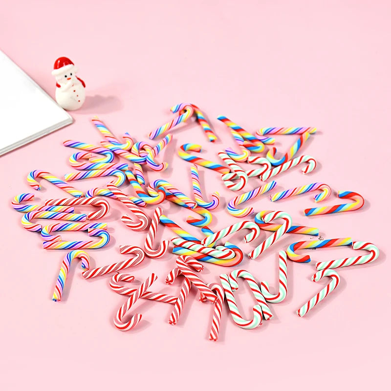 Mini Candy Cane Christmas Decorations – Red & White Resin Pendants (10/30/50 Pcs)