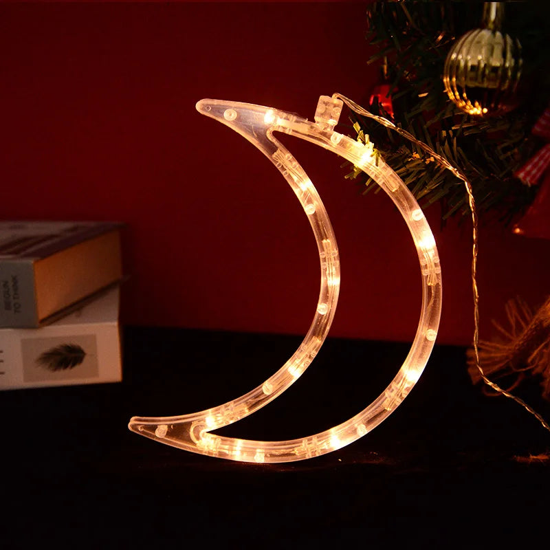 Christmas LED Window Hanging Lights – Holiday Silhouette Ornaments