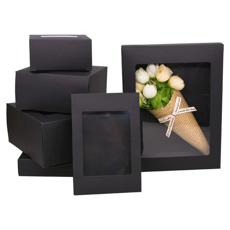 Kraft Paper Gift Boxes with Window – Party & Wedding Favor Packaging