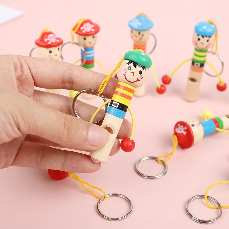 Wooden Pirate Whistle Keychains – Kids Party Favors & Goodie Bag Fillers