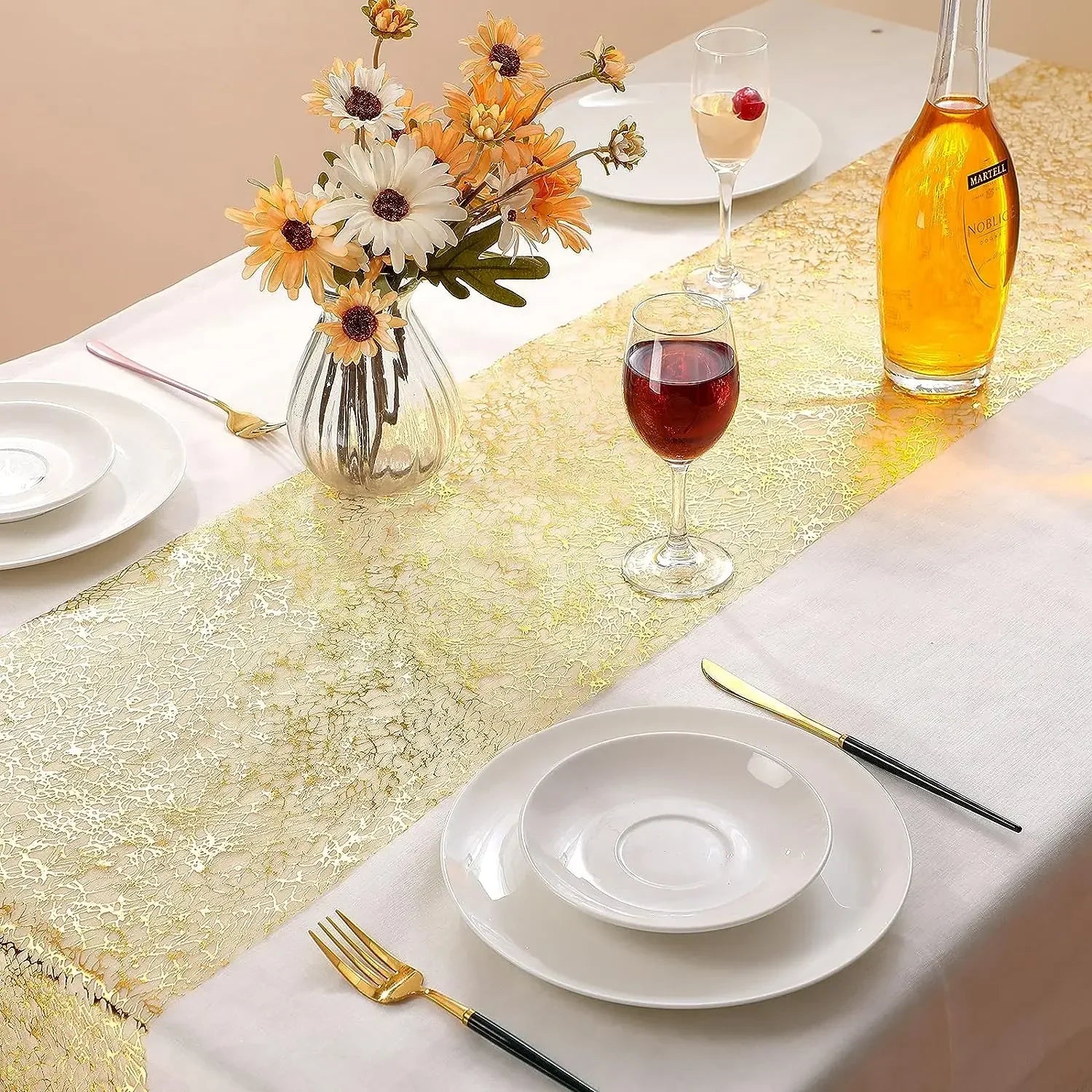Glitter Metallic Table Runner – Gold & Rose Gold
