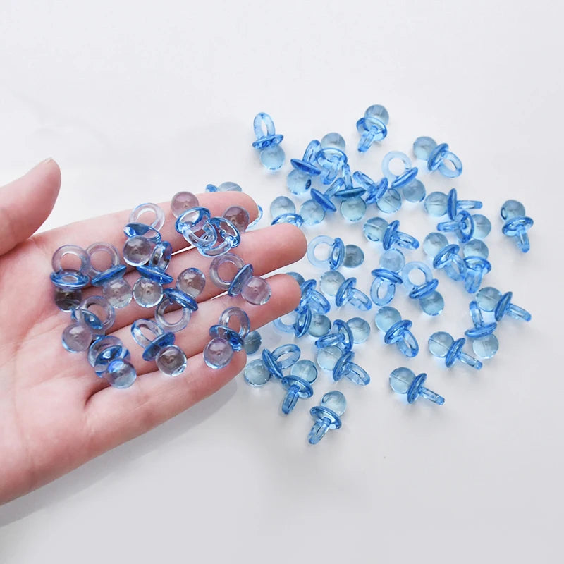 Mini Acrylic Pacifier Confetti for Baby Shower & Gender Reveal (50 & 100 Pack)