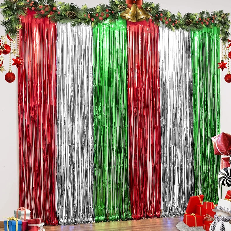 Metallic Foil Fringe Curtain Backdrop – 1, 2 or 4 Pack