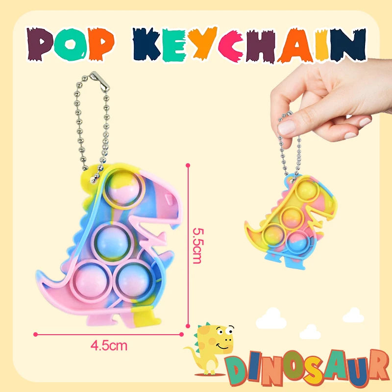 Dinosaur Pop Keychains – Kids Party Favors & Fidget Toys