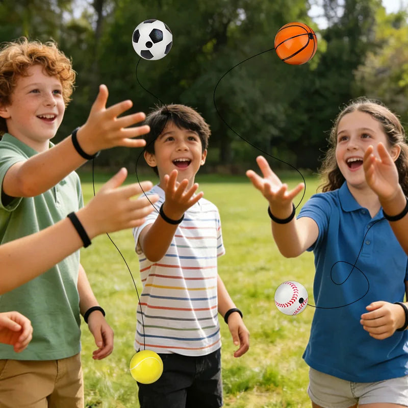 Wrist Strap Bouncy Ball Set – Kids Sports Party Favors