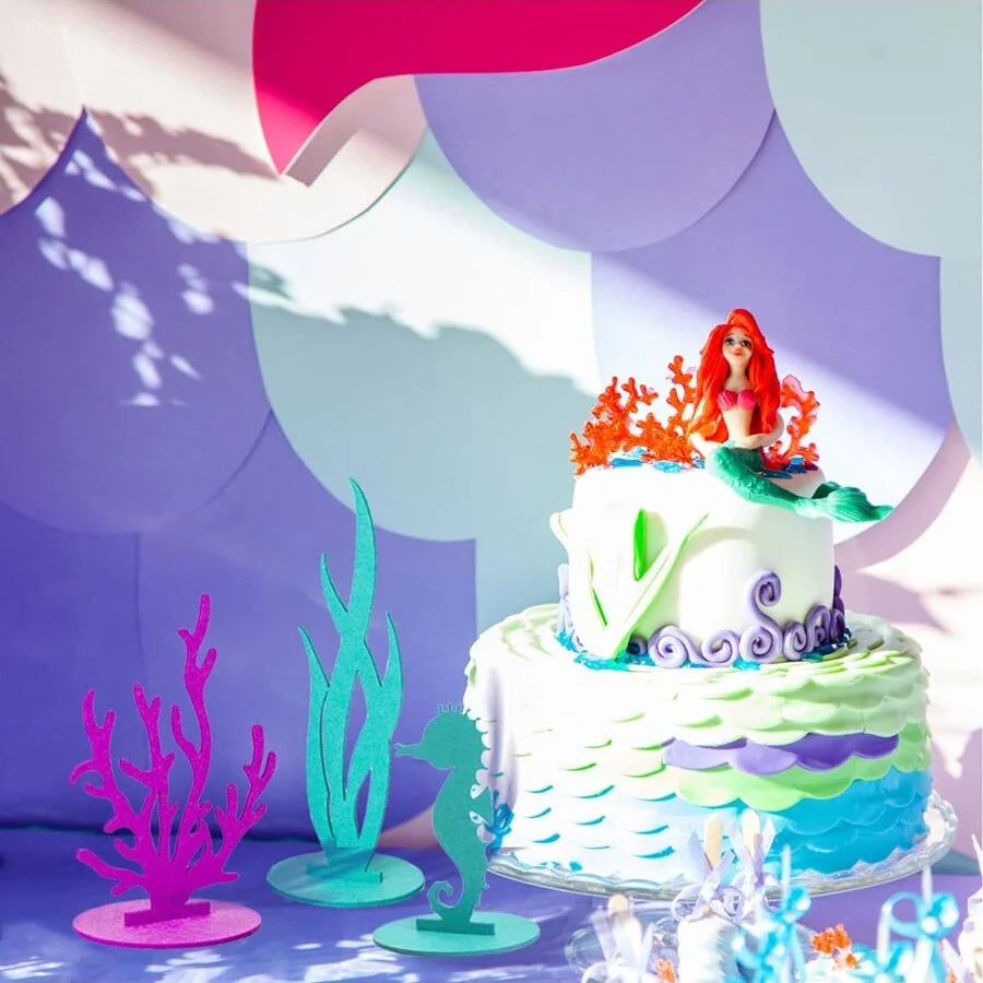 Mermaid Felt Table Centerpiece Set – 12-Piece Under the Sea Party Decoration