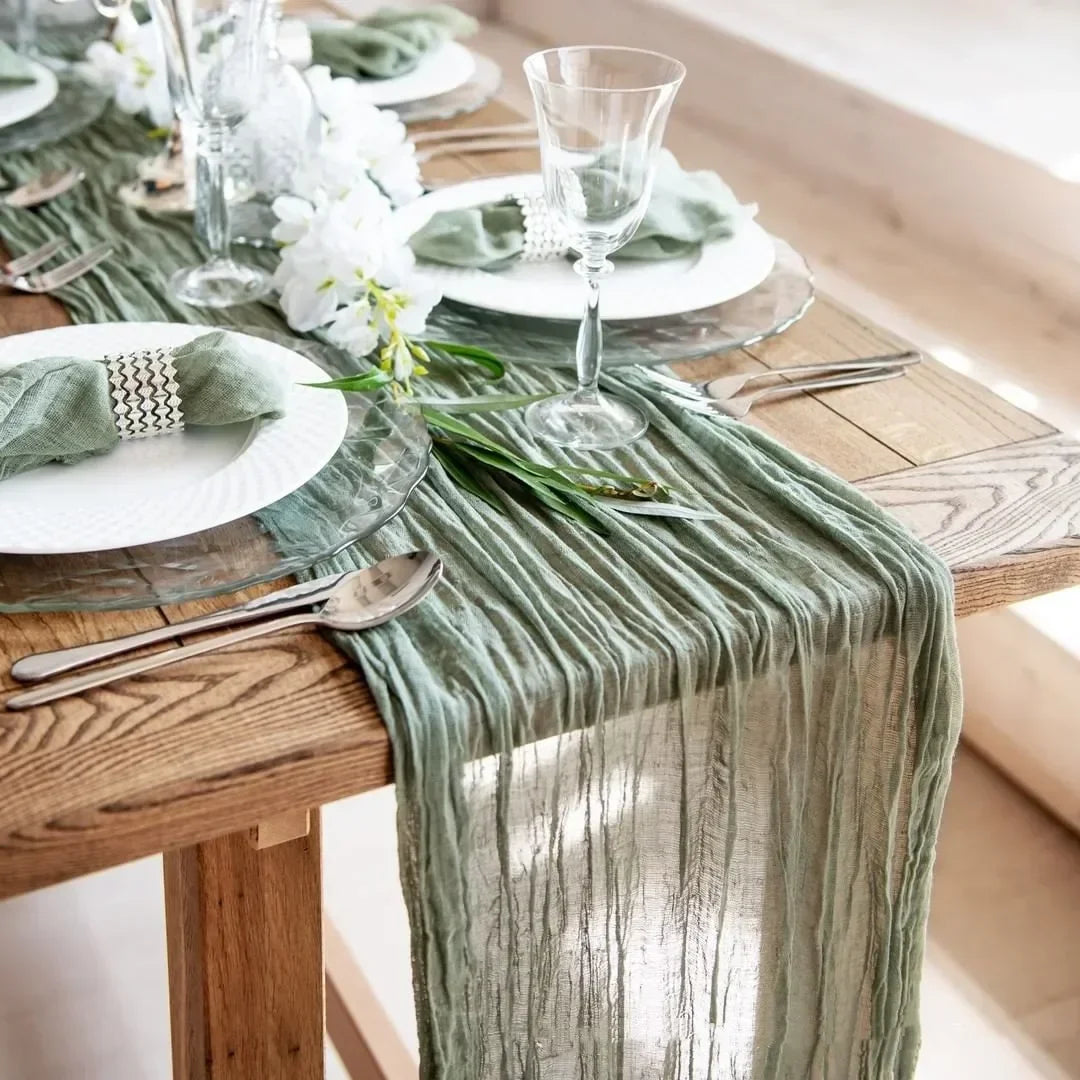 Cheesecloth Gauze Table Runner – Boho Wedding & Party Decor