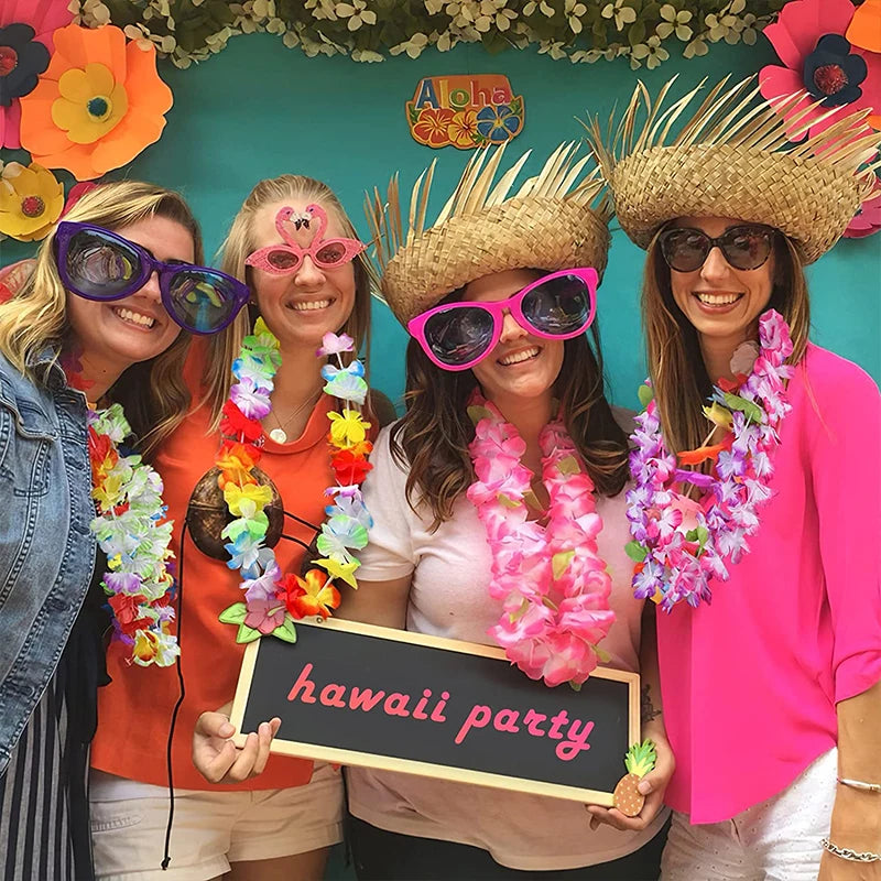 Hawaiian Flower Lei Necklaces – Bulk Luau Party Favors