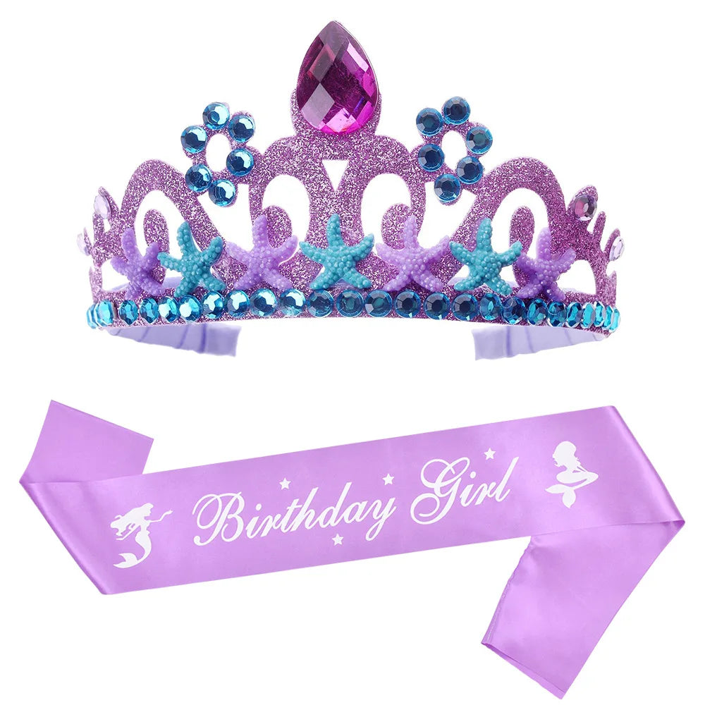 Mermaid Birthday Party Accessories – Crown, Sash, Necklace & Wand