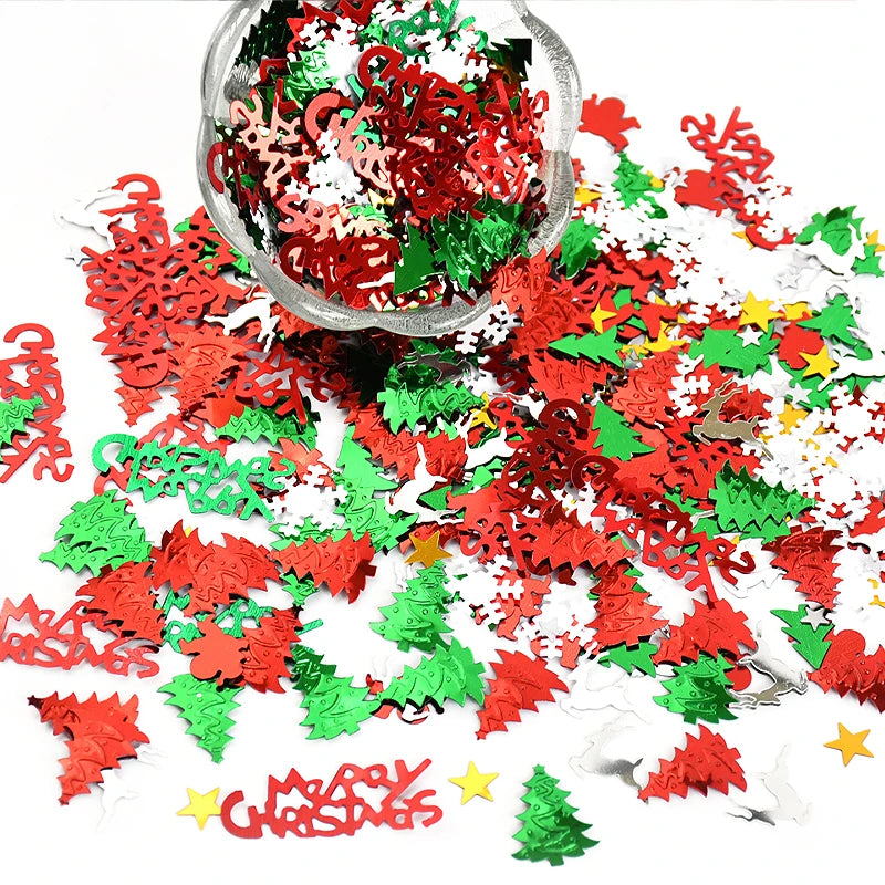 Christmas Table Confetti – Xmas Tree & Snowflake Sequin Mix