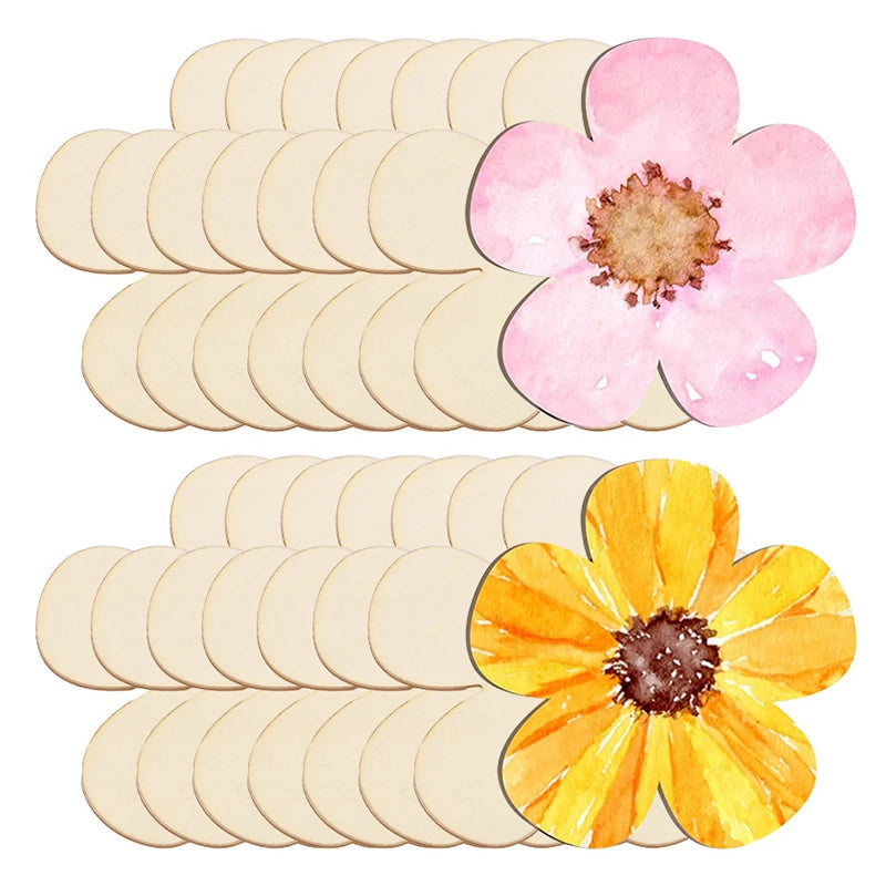 Unfinished Wooden Flower Discs – DIY Craft Blanks