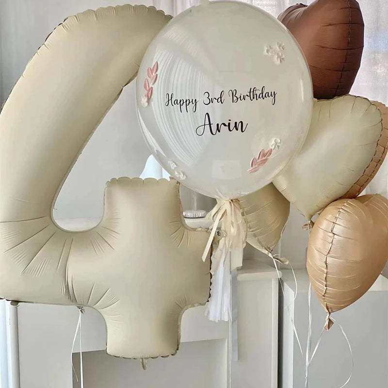Cream & Caramel Number Balloons – 32 or 40 Inch Large Foil Balloon 0–9 for Birthdays & Weddings