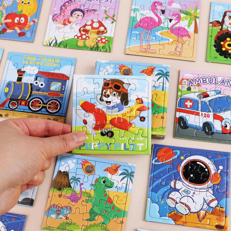 Mini Cartoon Animal Jigsaw Puzzles – 15 or 30 Pcs Kids Educational Party Favors & Pinata Fillers