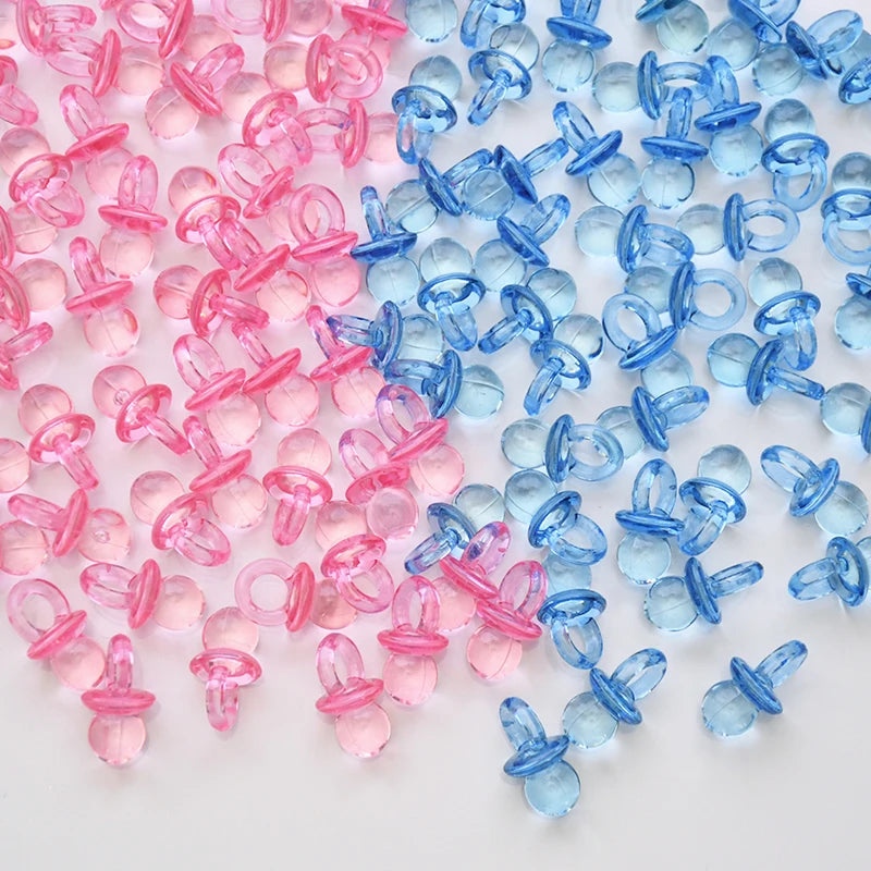 Mini Acrylic Pacifier Confetti for Baby Shower & Gender Reveal (50 & 100 Pack)