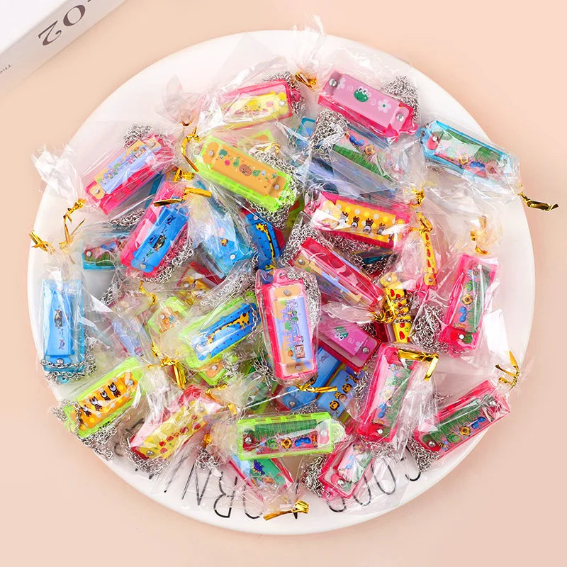 Mini Harmonica Necklace Toys – 10 or 20 Pcs Cartoon Musical Party Favors for Kids