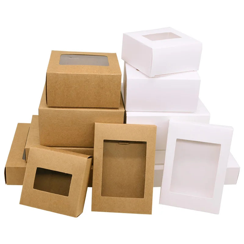 Kraft Paper Gift Boxes with Window – Party & Wedding Favor Packaging