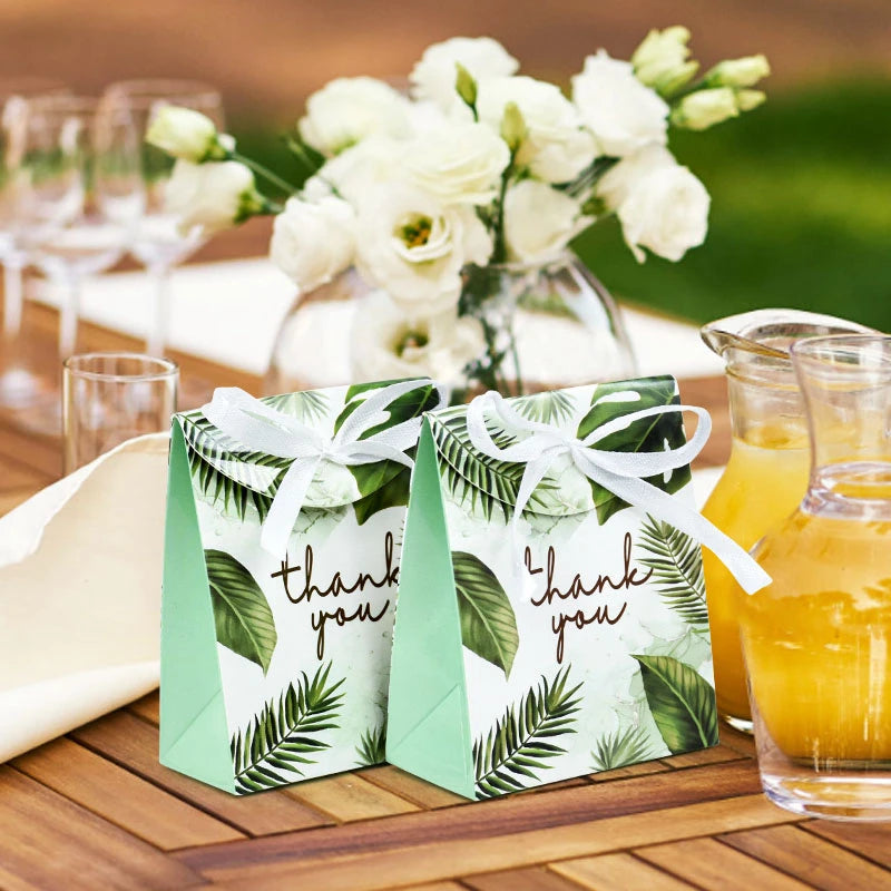 Thank You Gift Boxes – Green Leaf Candy & Cookie Favor Packaging