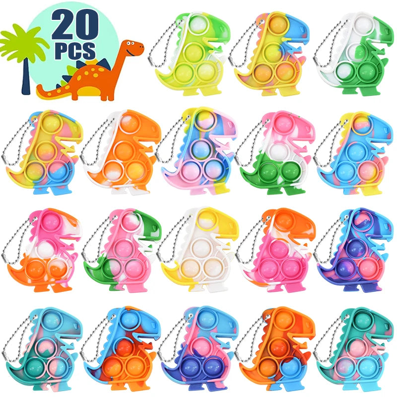 Dinosaur Pop Keychains – Kids Party Favors & Fidget Toys