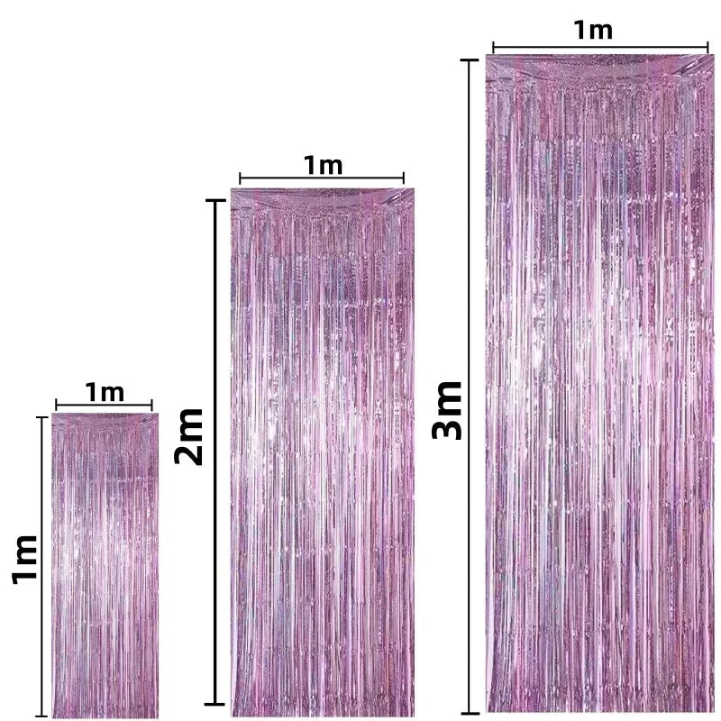 Metallic Foil Fringe Curtain – Party Backdrop & Photo Booth (10 Colors, 1M–3M)