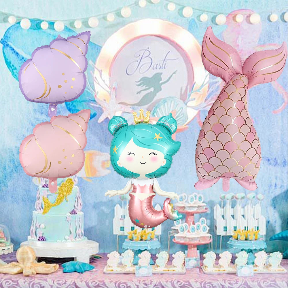 Under the Sea Foil Balloons – Starfish, Seashell & Mermaid Tail Shapes