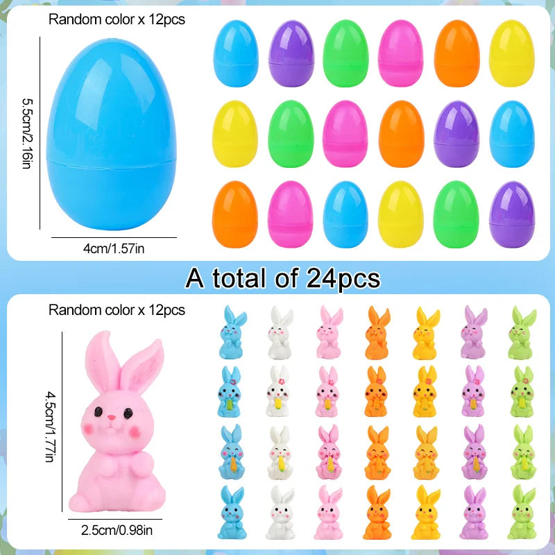 Easter Eggs & Bunny Figurines Set – Egg Hunt & Basket Fillers