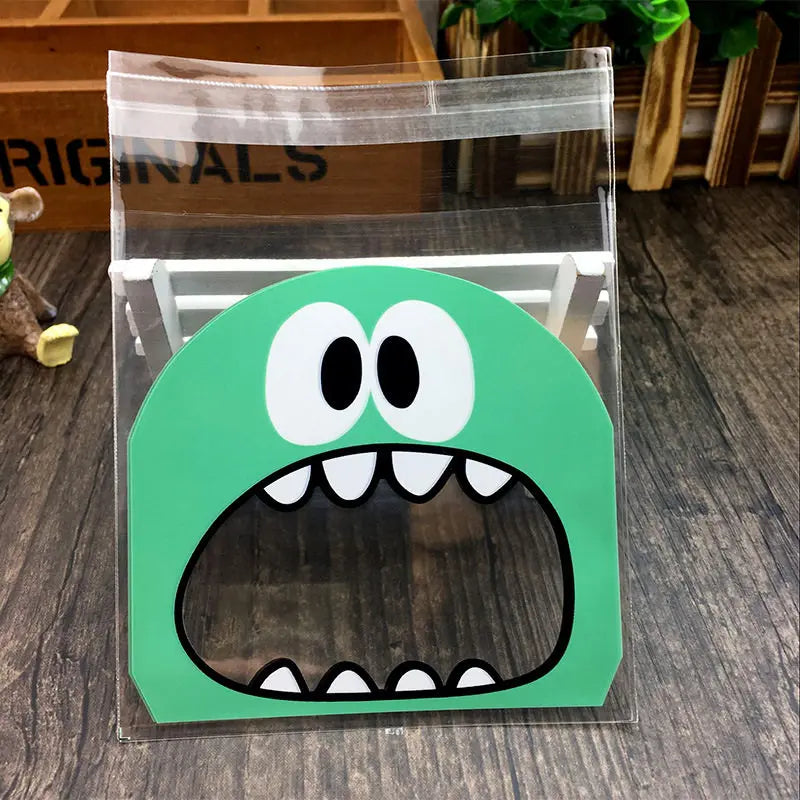 Cute Cartoon Monster & Animal Self-Adhesive Treat Bags – Cookie & Candy Packaging (50 Pack, 7x7cm & 10x10cm)