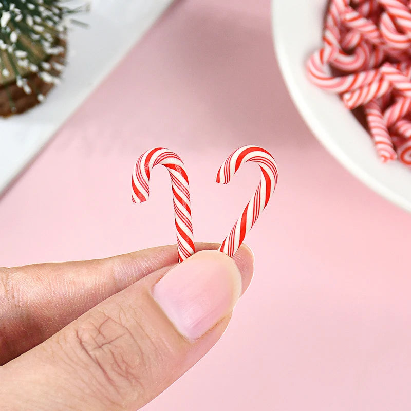 Mini Candy Cane Christmas Decorations – Red & White Resin Pendants (10/30/50 Pcs)