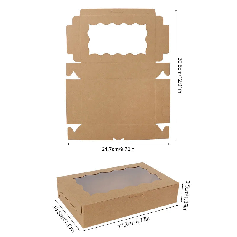 Gift Boxes with Window – Kraft Paper Treat Boxes for Birthdays, Weddings & Baby Showers (5, 10 or 20 Pcs)