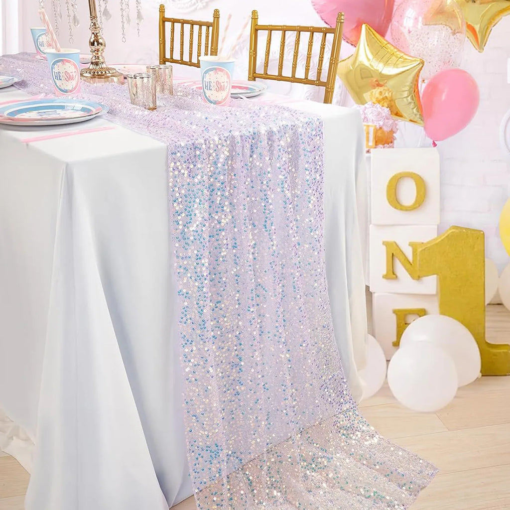 Iridescent Sequin Table Runner – 180 x 30cm Glitter Party & Wedding Decor