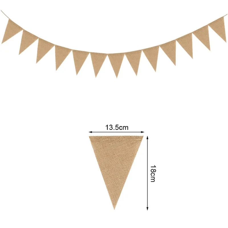 Burlap Bunting Banner – Rustic Jute Garland for Weddings & Parties