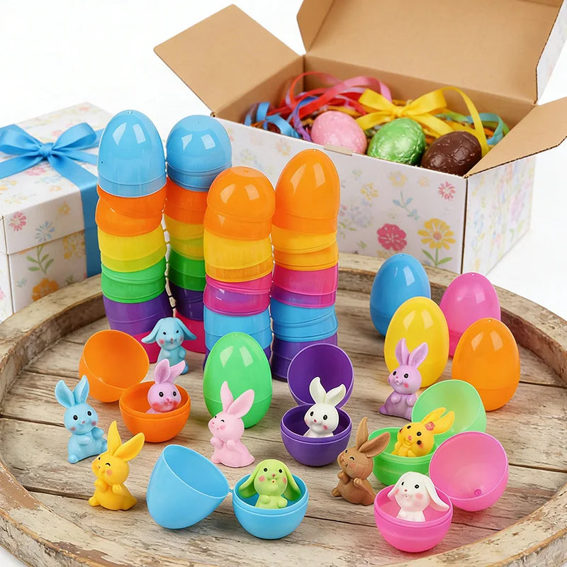 Easter Eggs & Bunny Figurines Set – Egg Hunt & Basket Fillers