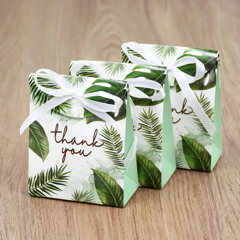 Thank You Gift Boxes – Green Leaf Candy & Cookie Favor Packaging