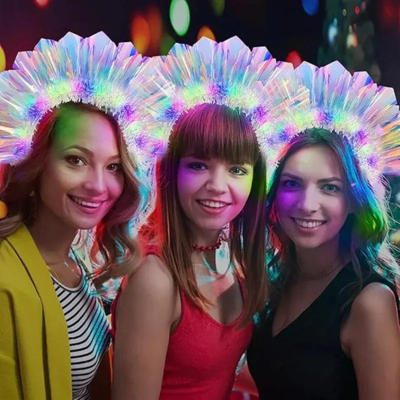 LED Light-Up Laser Headband – Glowing Iridescent Hair Hoop for Festivals, Concerts, Birthdays & Halloween (1, 2, 4, 8 or 10 Pcs)