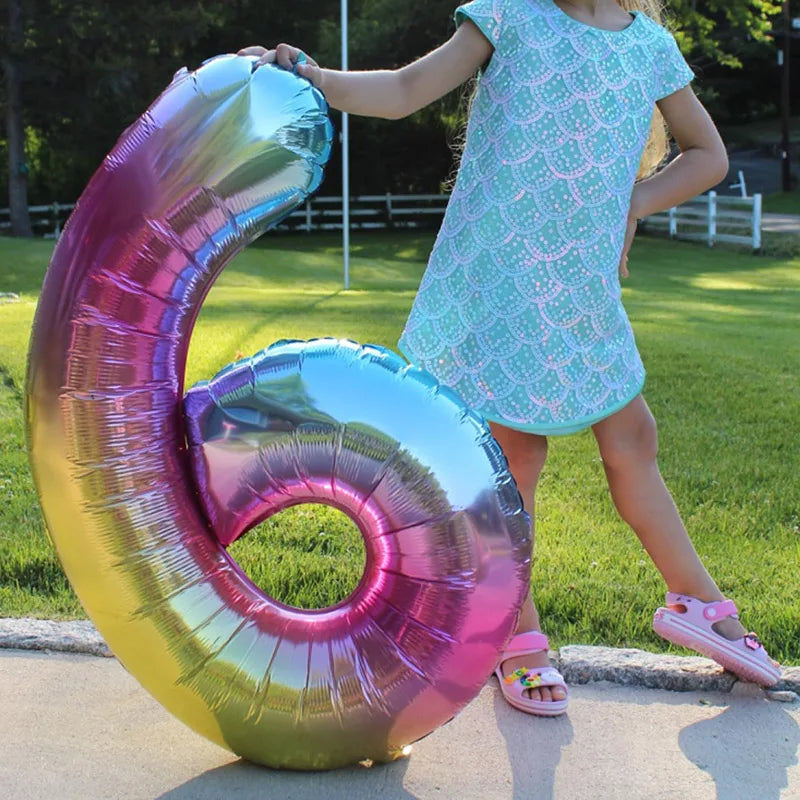 32" Number Foil Balloon – Gold, Silver, Rainbow, Red & Blue