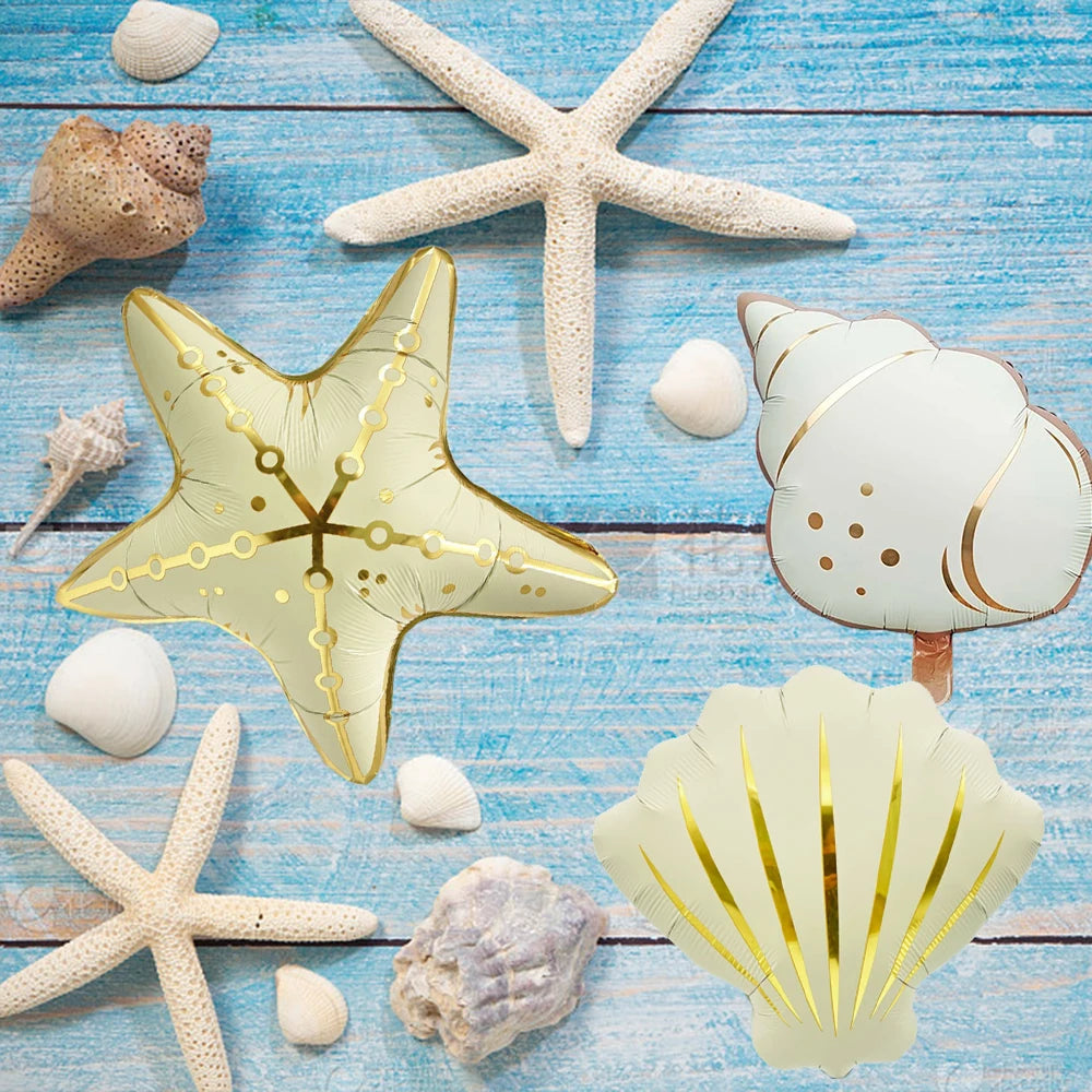 Under the Sea Foil Balloons – Starfish, Seashell & Mermaid Tail Shapes