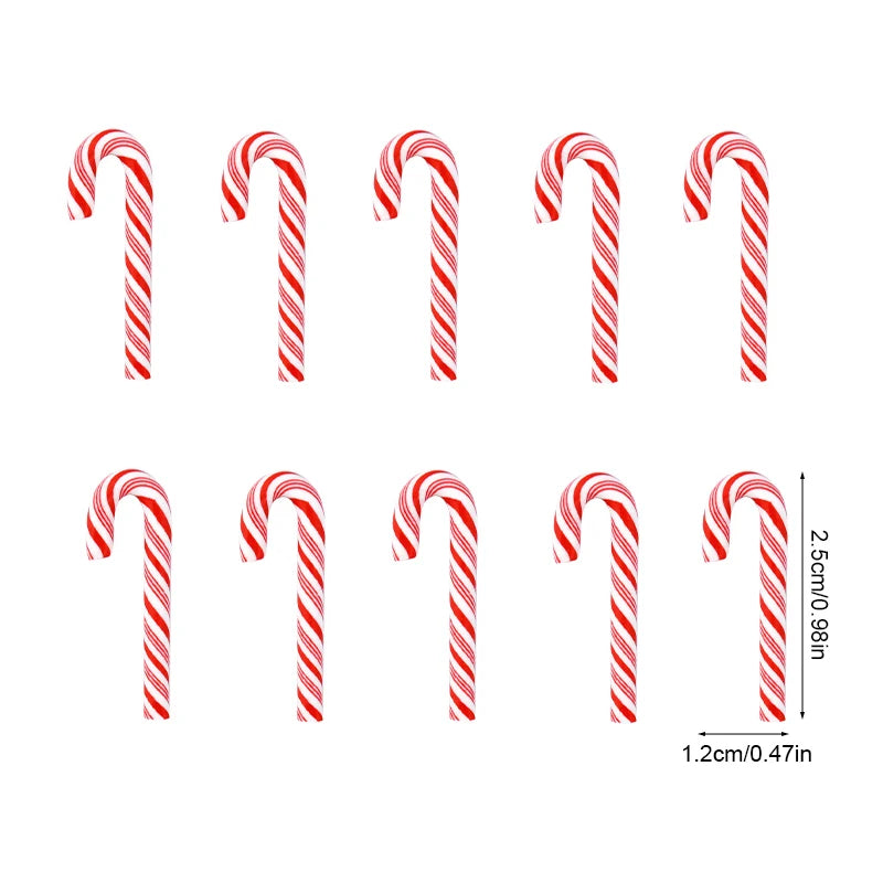 Mini Candy Cane Christmas Decorations – Red & White Resin Pendants (10/30/50 Pcs)