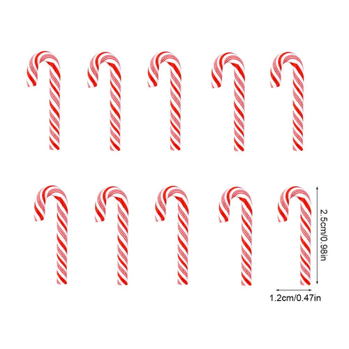 Mini Candy Cane Christmas Decorations – Red & White Resin Pendants (10/30/50 Pcs)