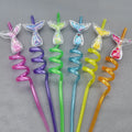 Mermaid Tail Spiral Straws – 6-Piece Party Straw Set