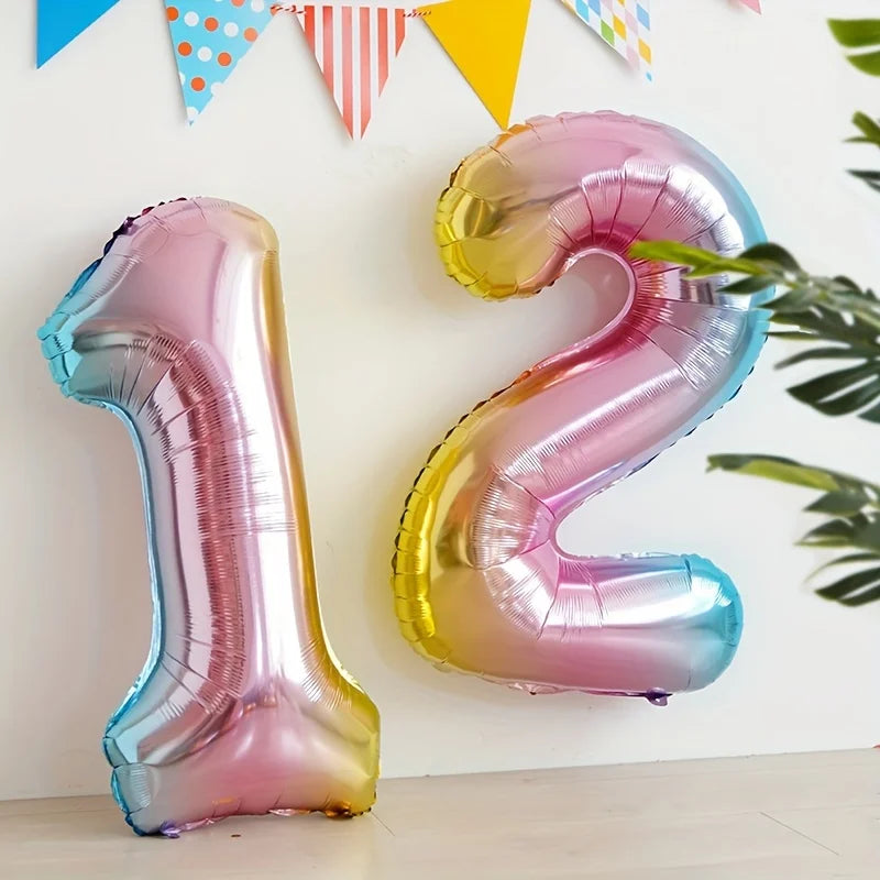 32" Number Foil Balloon – Gold, Silver, Rainbow, Red & Blue